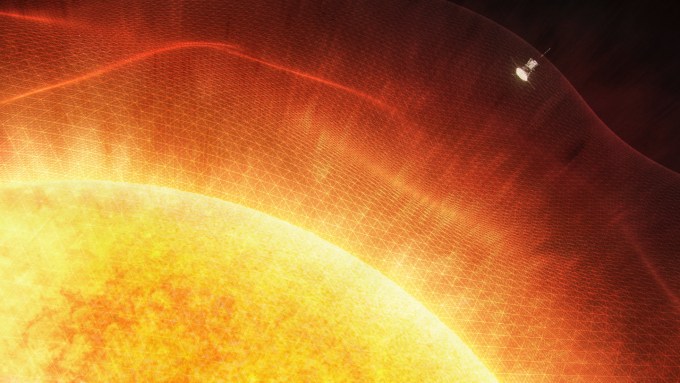 An illustration of the NASA Parker Solar Probe getting close to the sun